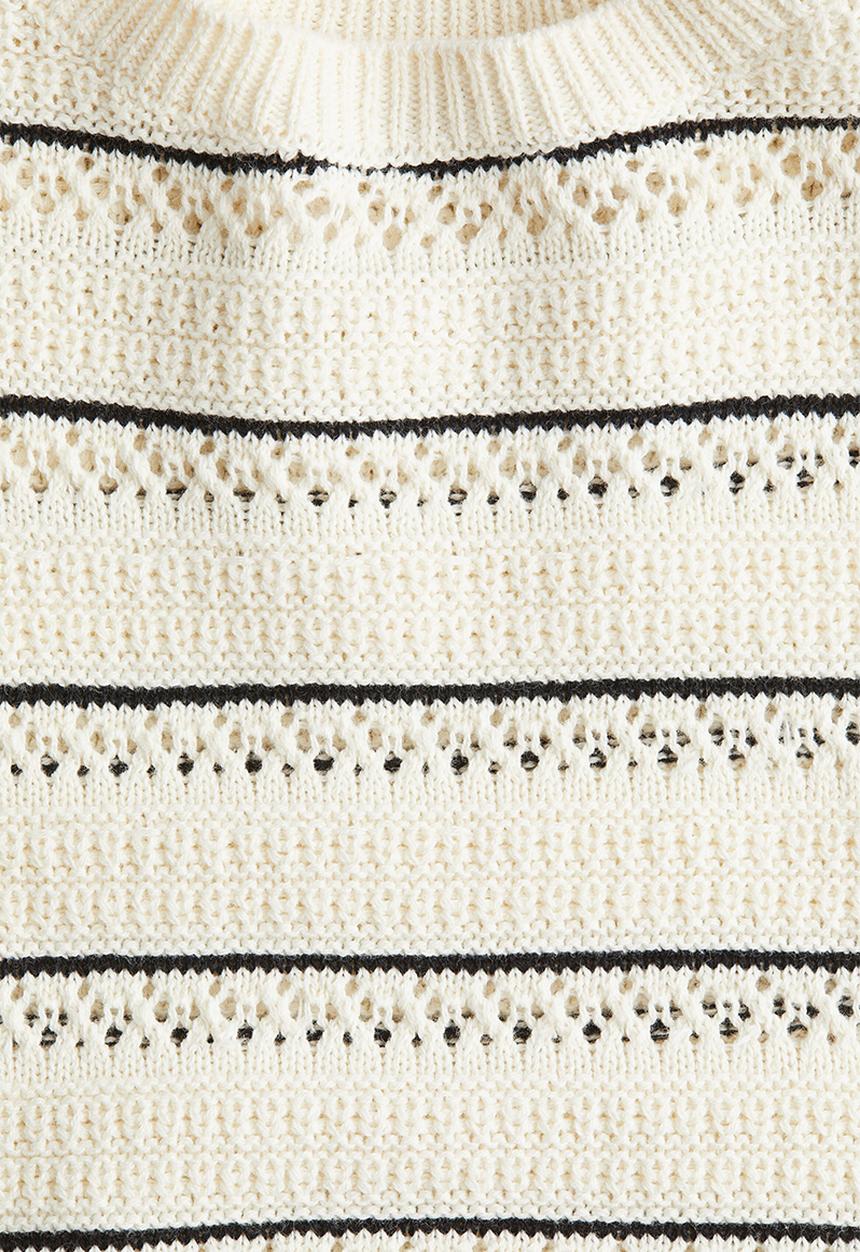 H&M - Pointelle-knit cotton jumper - light beige striped