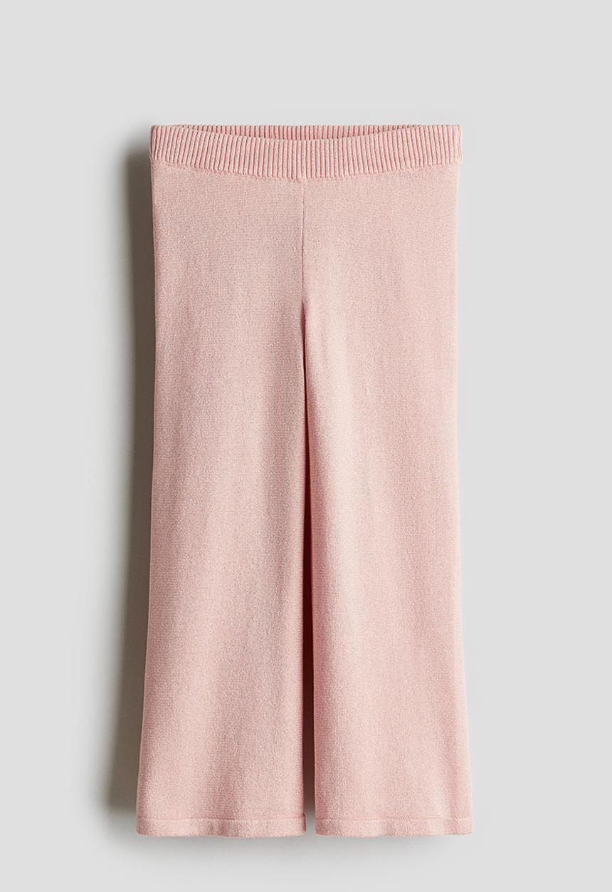 H&M - Fine-knit glittery leggings - light pink