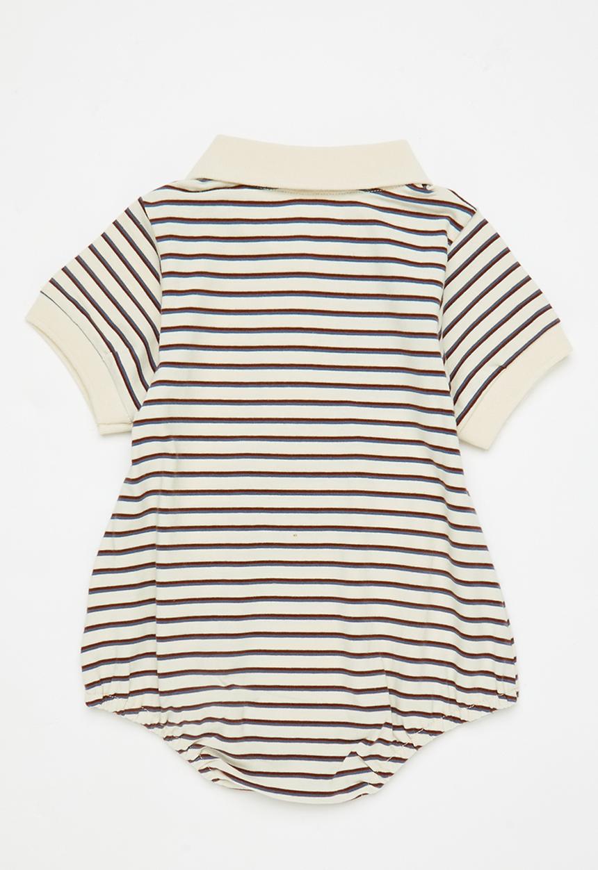 Pop Candy - Striped golfer-style bodysuit - cream retro