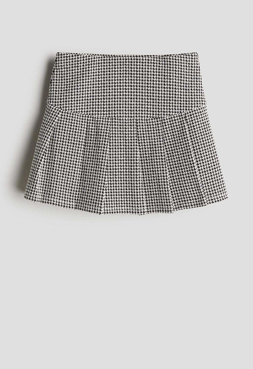 H&M - Pleated skirt - beige/dogtooth-patterned 