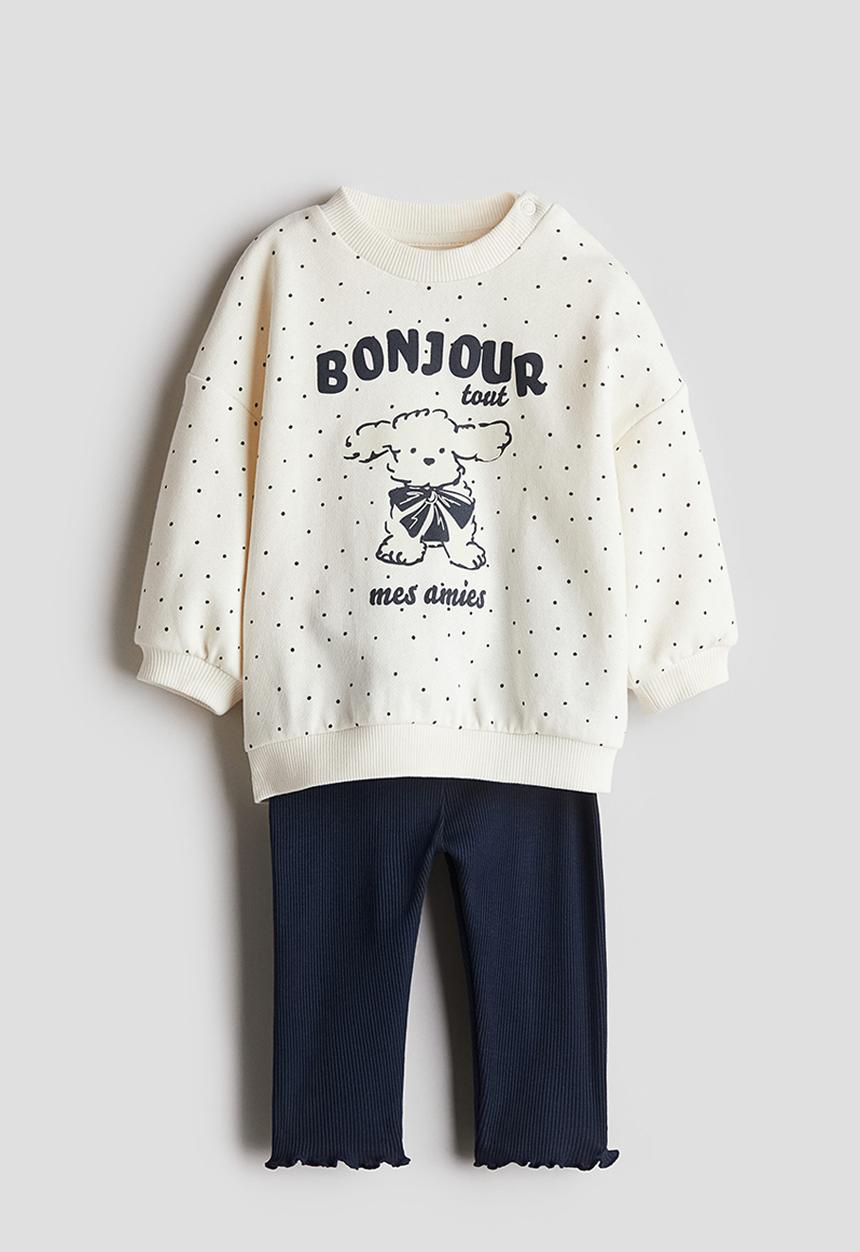 H&M - 2-Piece print-motif set - navy blue/bonjour