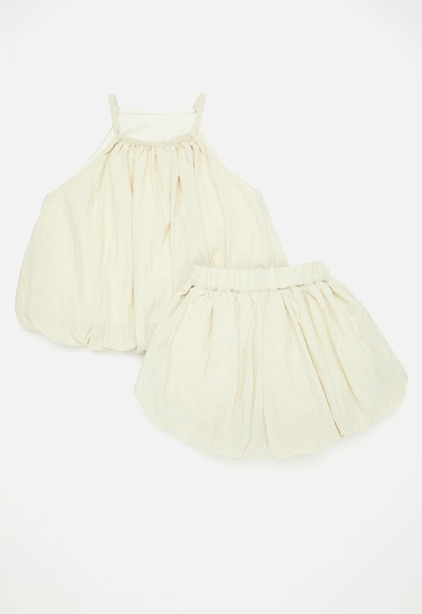 Pop Candy - Cutaway bubble top with bubble shorts - bone