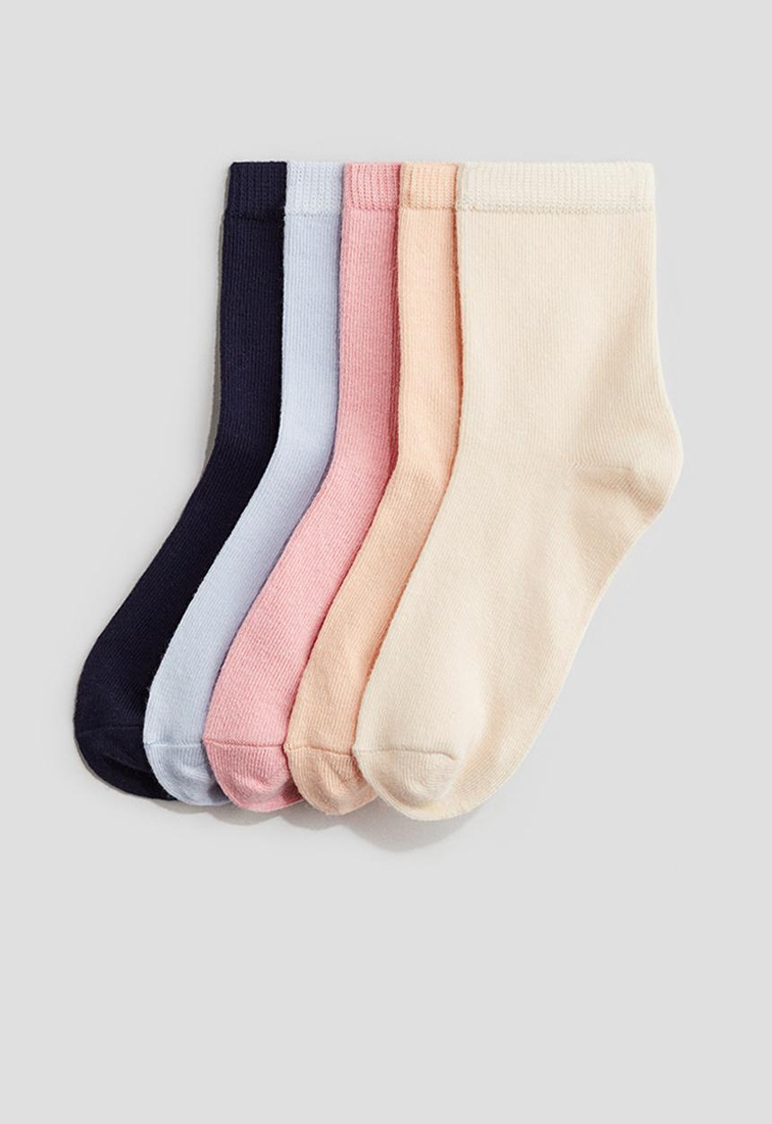 H&M - 5 pack socks - pink & light blue