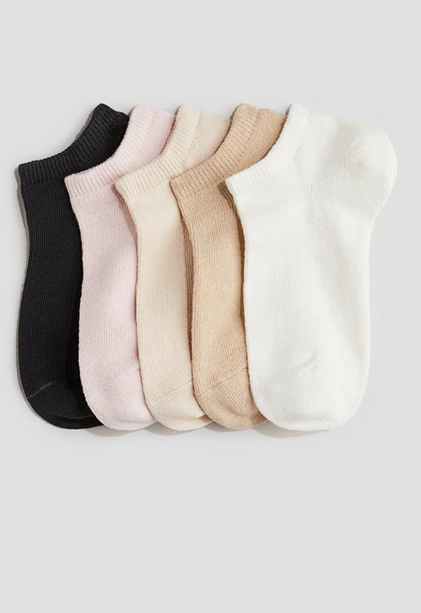 H&M - 5 pack trainer socks - beige & light pink