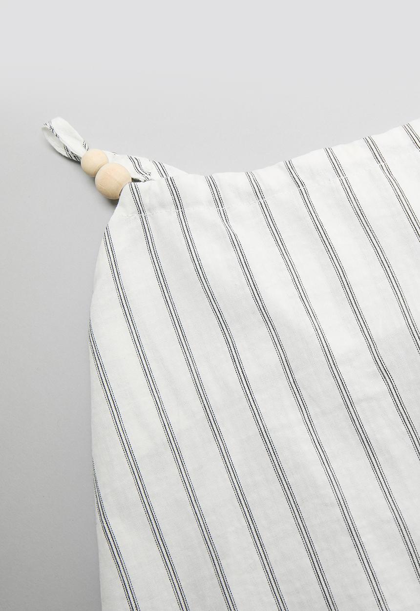 Pop Candy - Spaghetti strap top with wooden beads & skirt - white/stripes