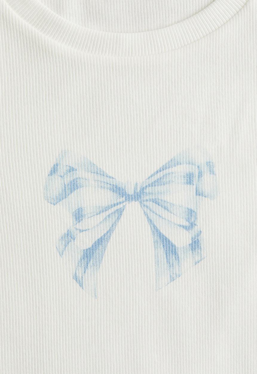 H&M - Print-motif cotton top - white bow