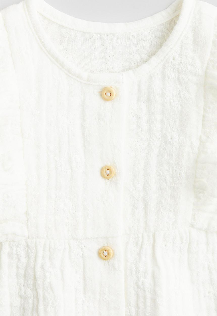 H&M - Cotton muslin romper suit - white