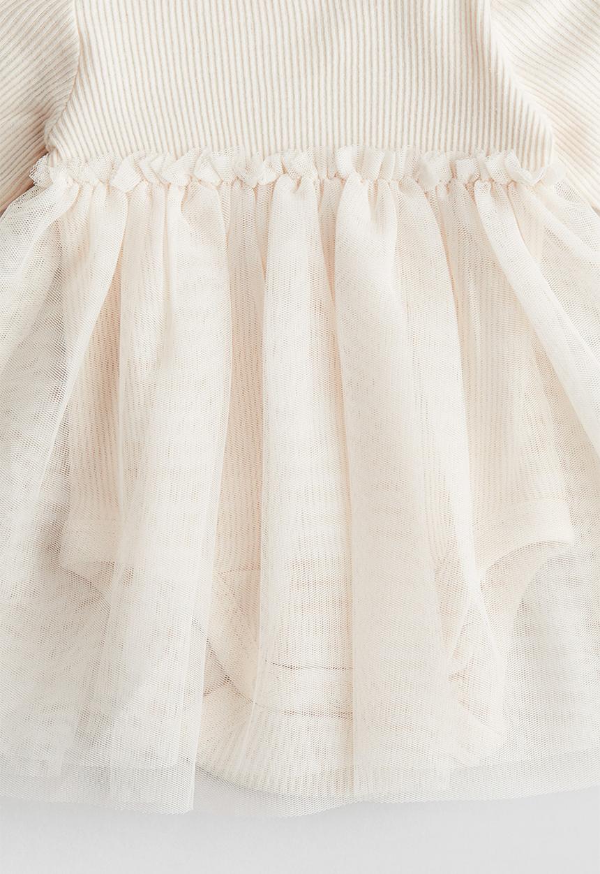 H&M - Tulle-skirt bodysuit dress - light beige 
