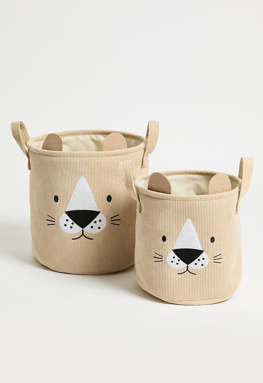 H&S - Lion storage basket set of 2 - Natural