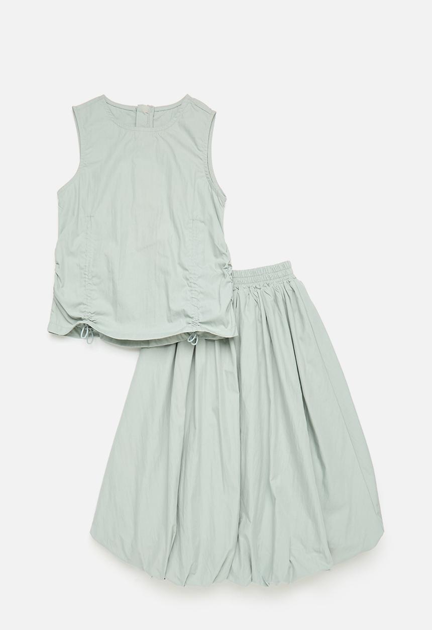 Pop Candy - Draw cord top & bubble skirt - calm green