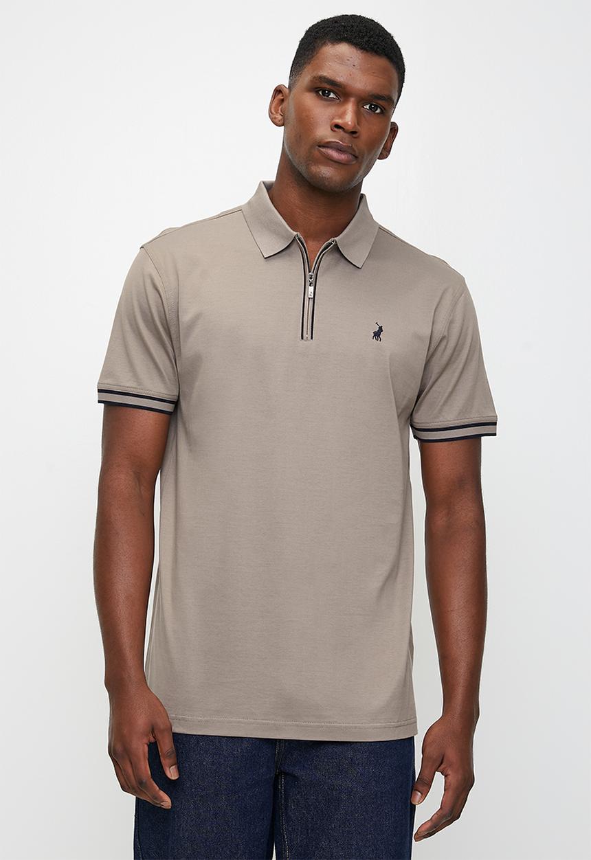 POLO - Tony Zip Dm 1/4 Zip Golfer - Taupe