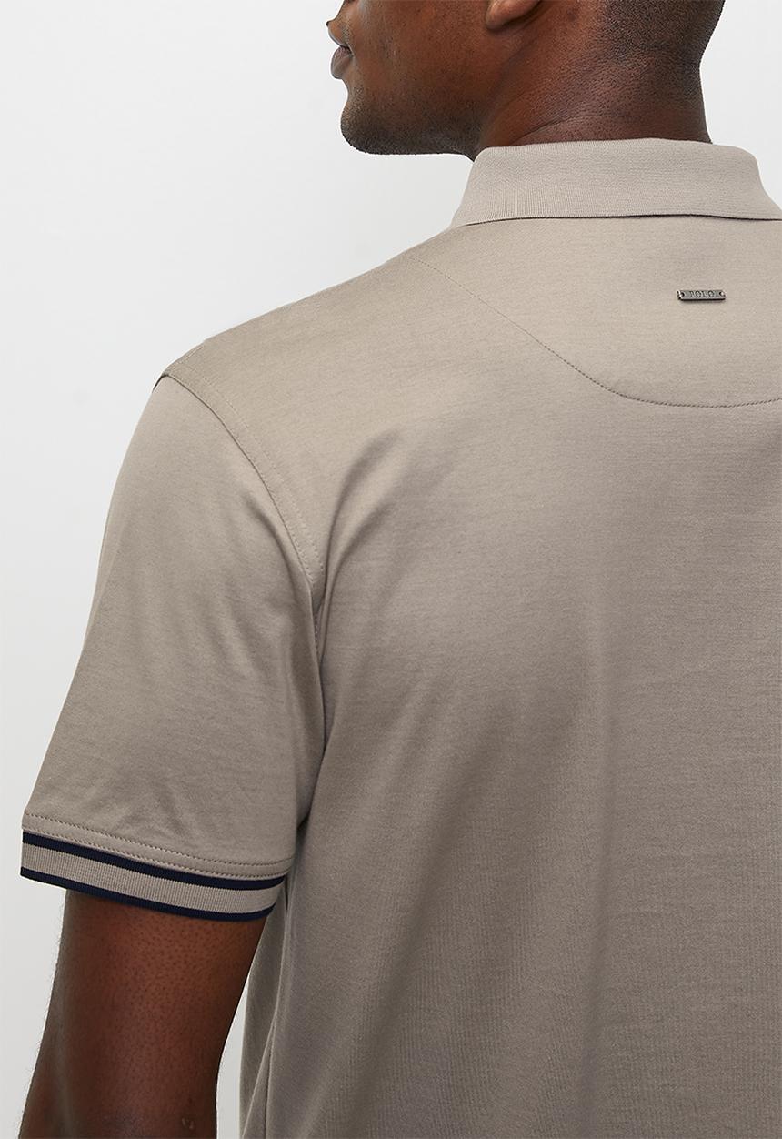 POLO - Tony Zip Dm 1/4 Zip Golfer - Taupe