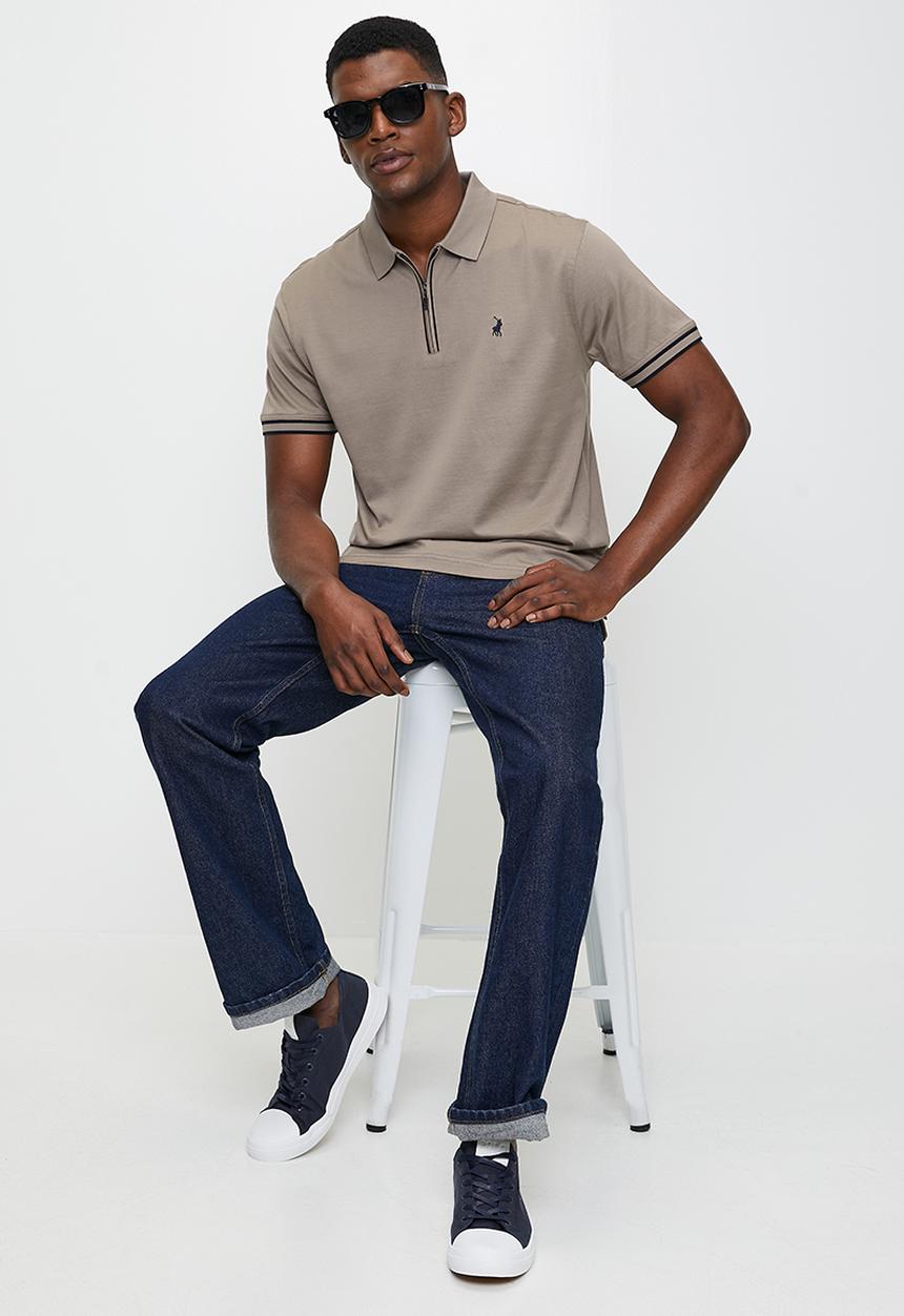 POLO - Tony Zip Dm 1/4 Zip Golfer - Taupe