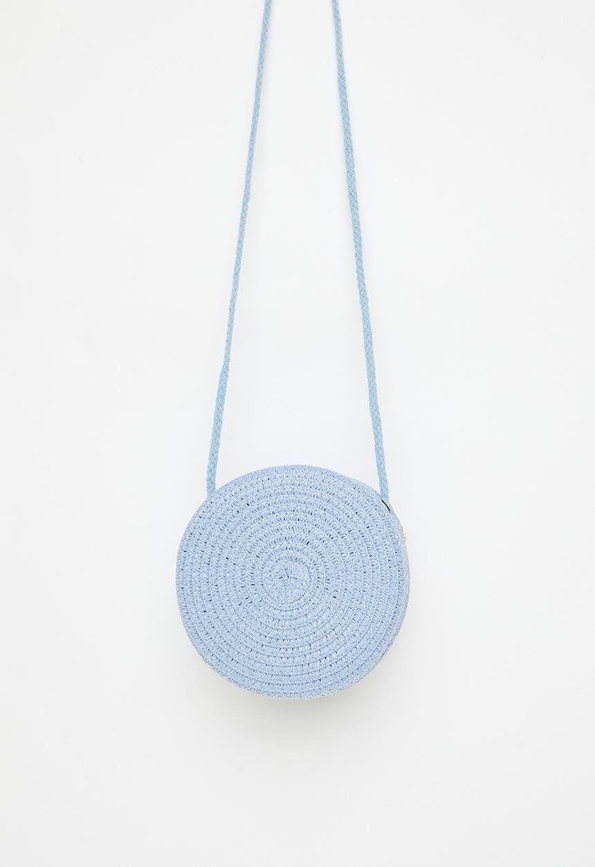 Pop Candy - Straw canteen bag with flower & shroom feature - light blue