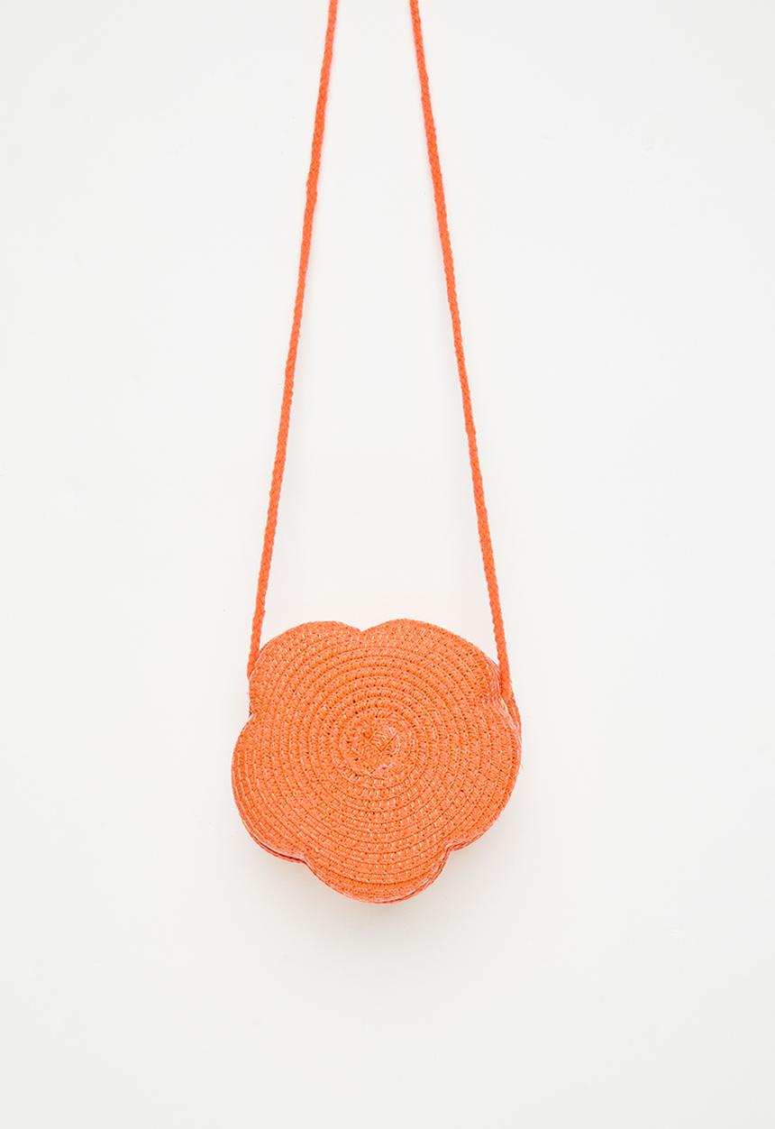Pop Candy - Straw canteen bag with flower & shroom feature - orange