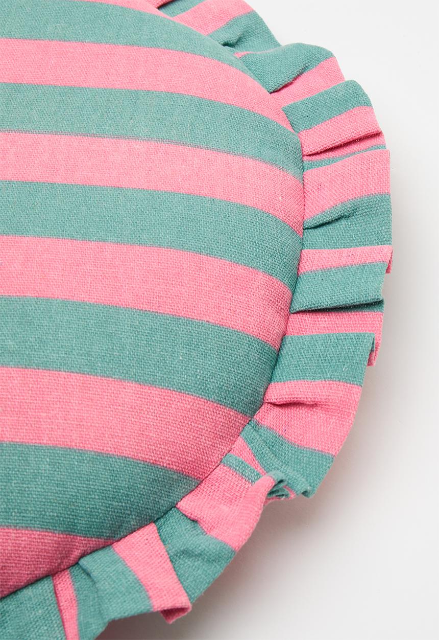 H&S - Frillo round cushion - blue & pink