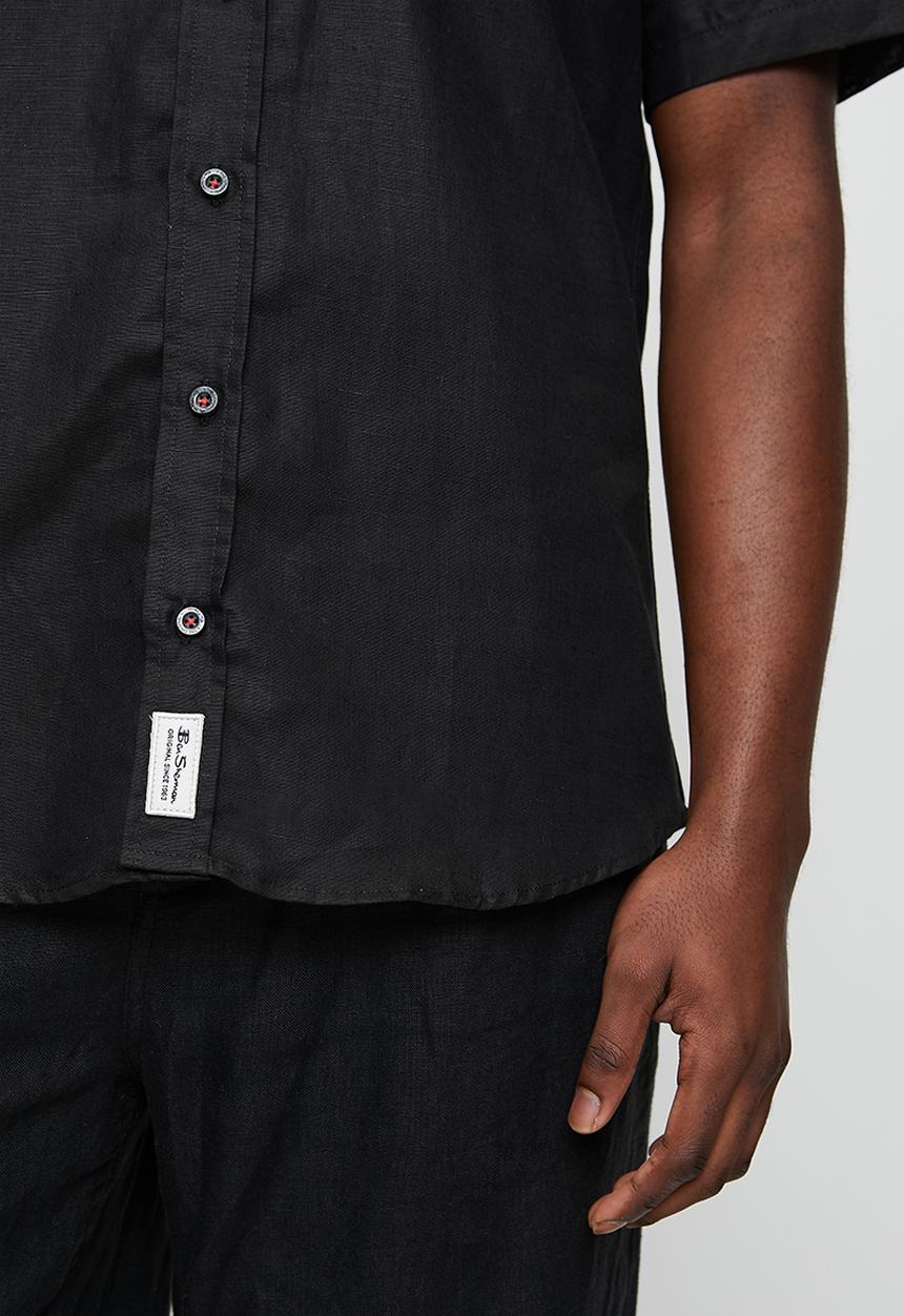 Ben Sherman - Cotton Linen Shirt S/S - Black