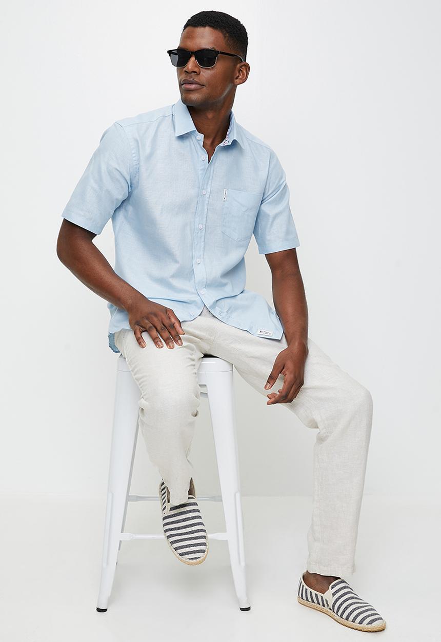 Ben Sherman - Cotton Linen Shirt S/S - Lt Blue