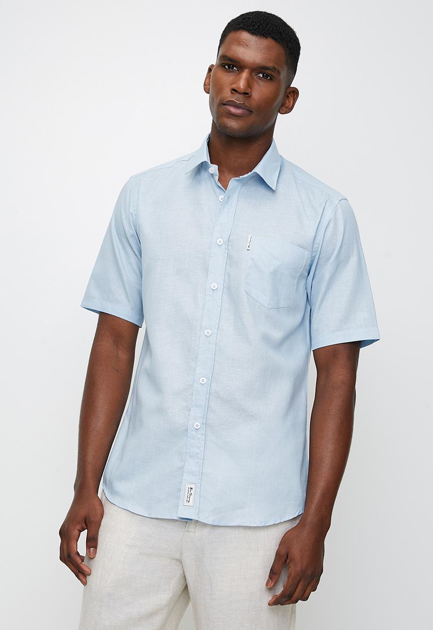 Ben Sherman - Cotton Linen Shirt S/S - Lt Blue
