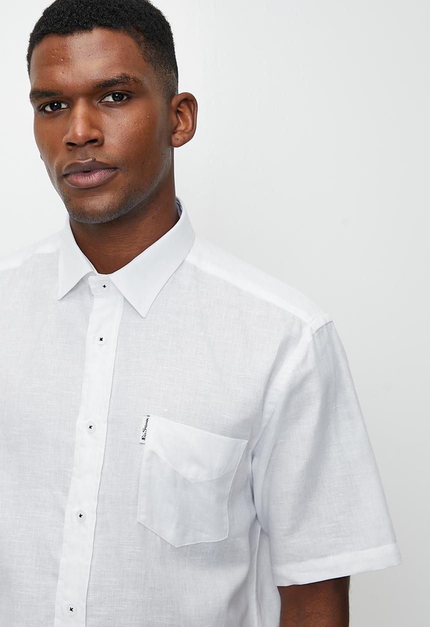 Ben Sherman - Cotton Linen Shirt S/S - White