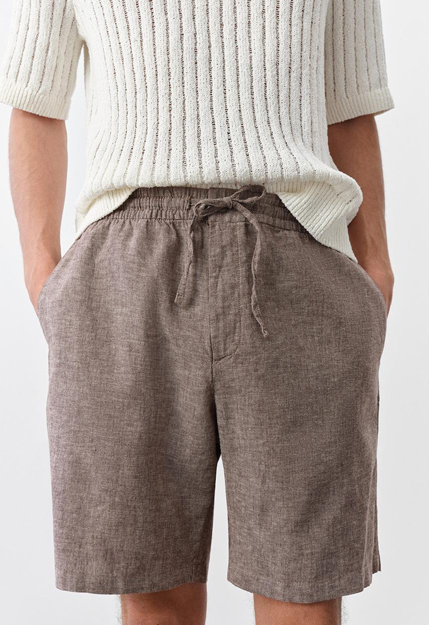 H&M - Regular fit linen-blend shorts - dark beige