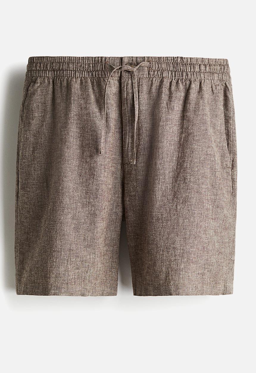 H&M - Regular fit linen-blend shorts - dark beige