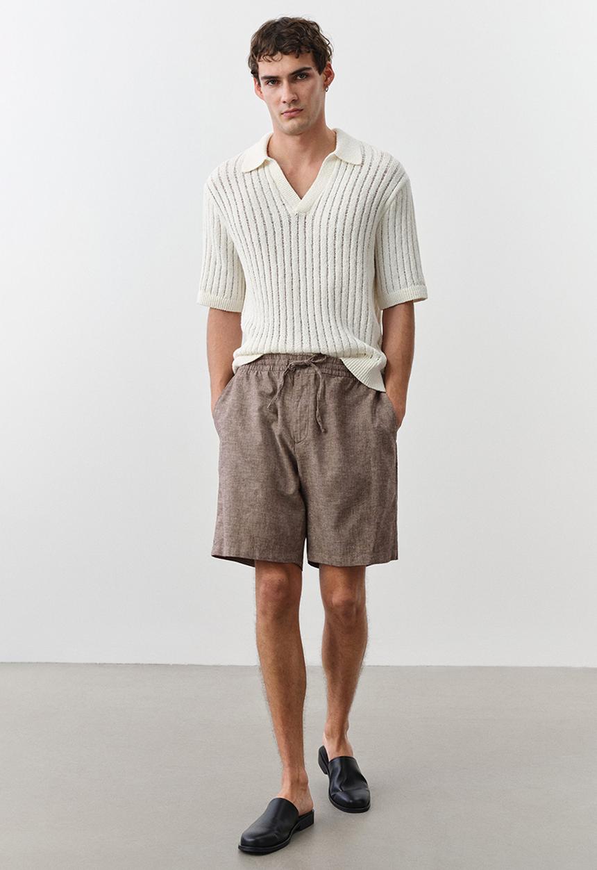 H&M - Regular fit linen-blend shorts - dark beige