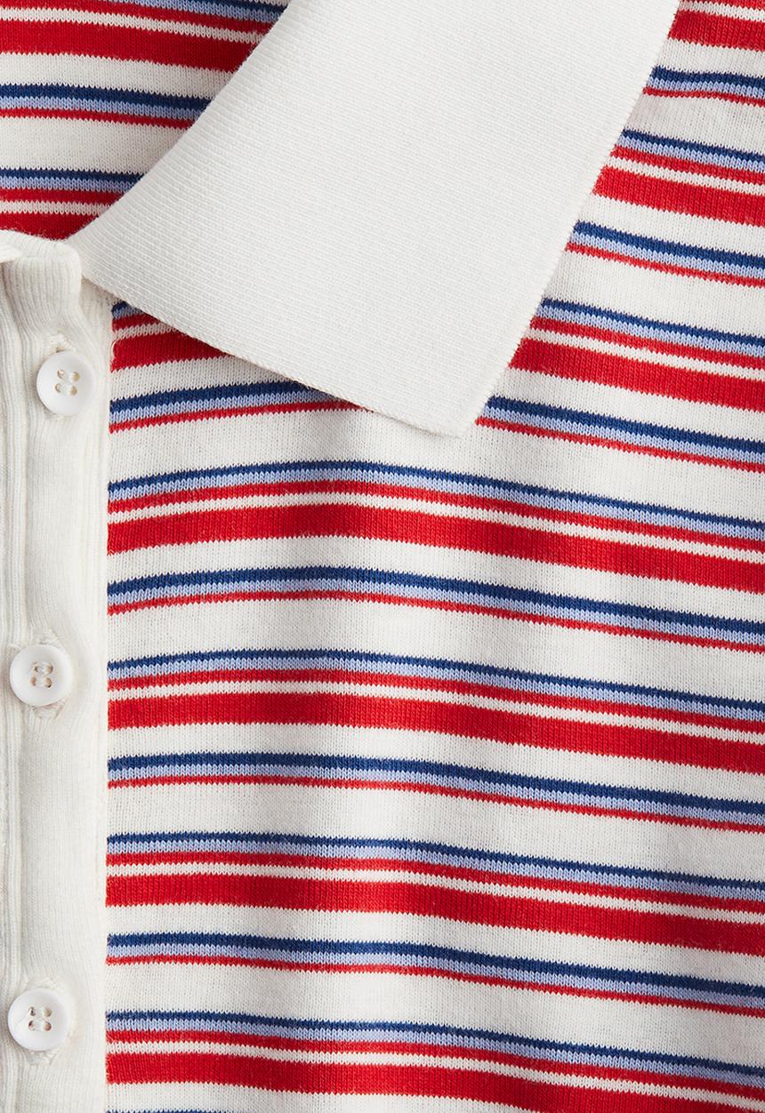 H&M - Cotton polo shirt - red & white striped 