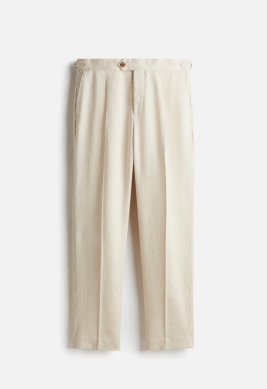 H&M - Regular fit linen-blend suit trousers - beige