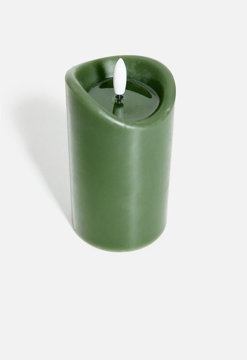H&S - LED pillar candle set of 3 - green
