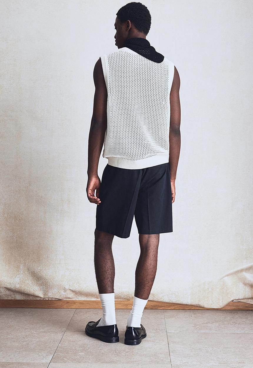 H&M - Regular fit pointelle-knit vest top - cream 