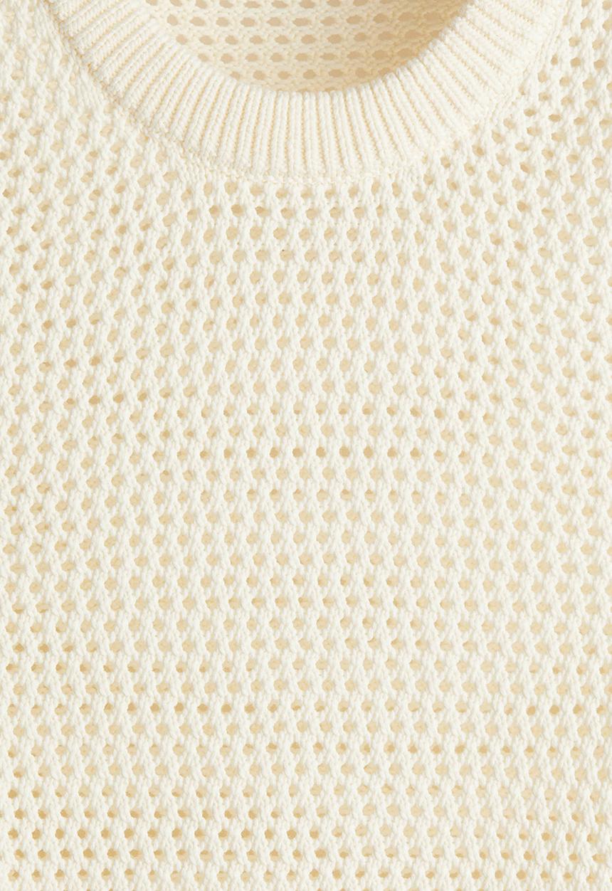 H&M - Regular fit pointelle-knit vest top - cream 