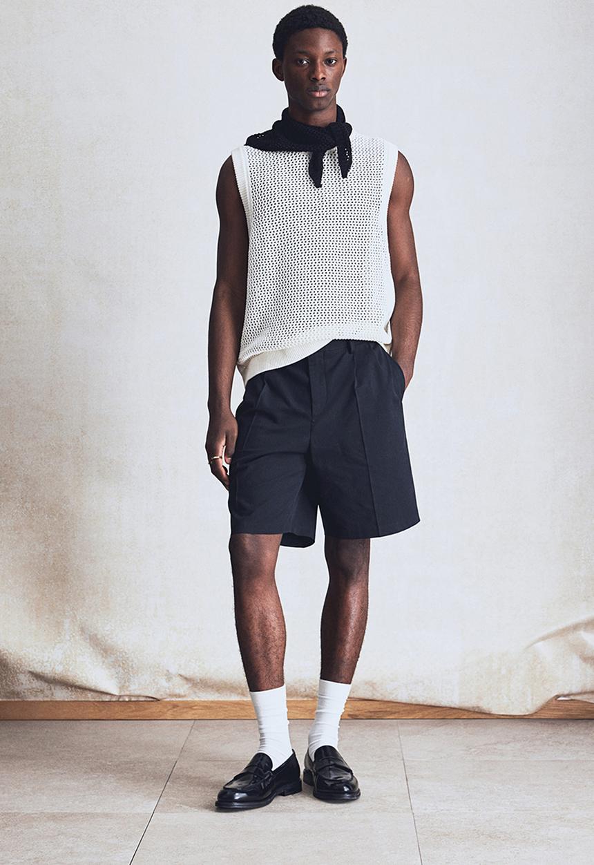 H&M - Regular fit pointelle-knit vest top - cream 