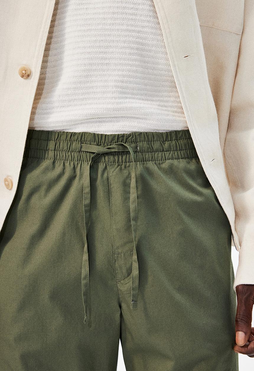 H&M - Relaxed fit poplin trousers - khaki green