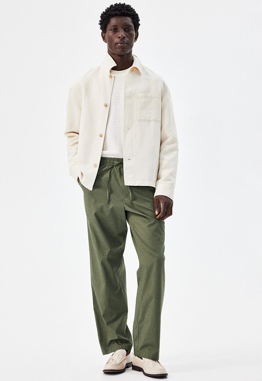 H&M - Relaxed fit poplin trousers - khaki green