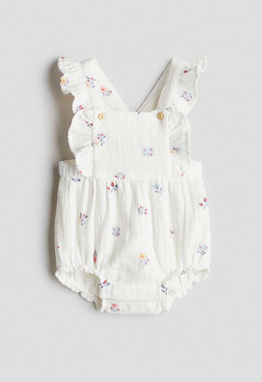 H&M - Cotton dungaree shorts - white/floral