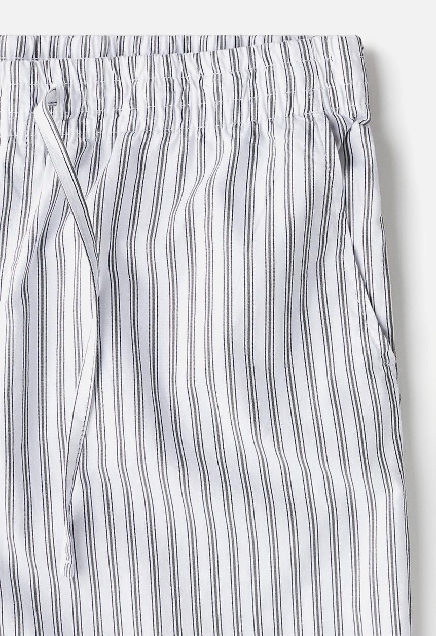 H&M - Relaxed fit poplin trousers -  white/green striped
