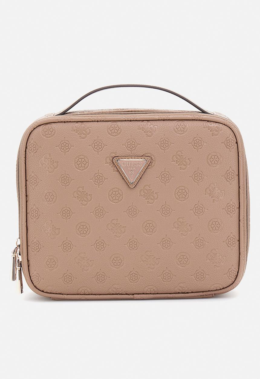 GUESS - WILDER COSMETIC ORGANIZER CASE -  DARK TAUPE LOGO