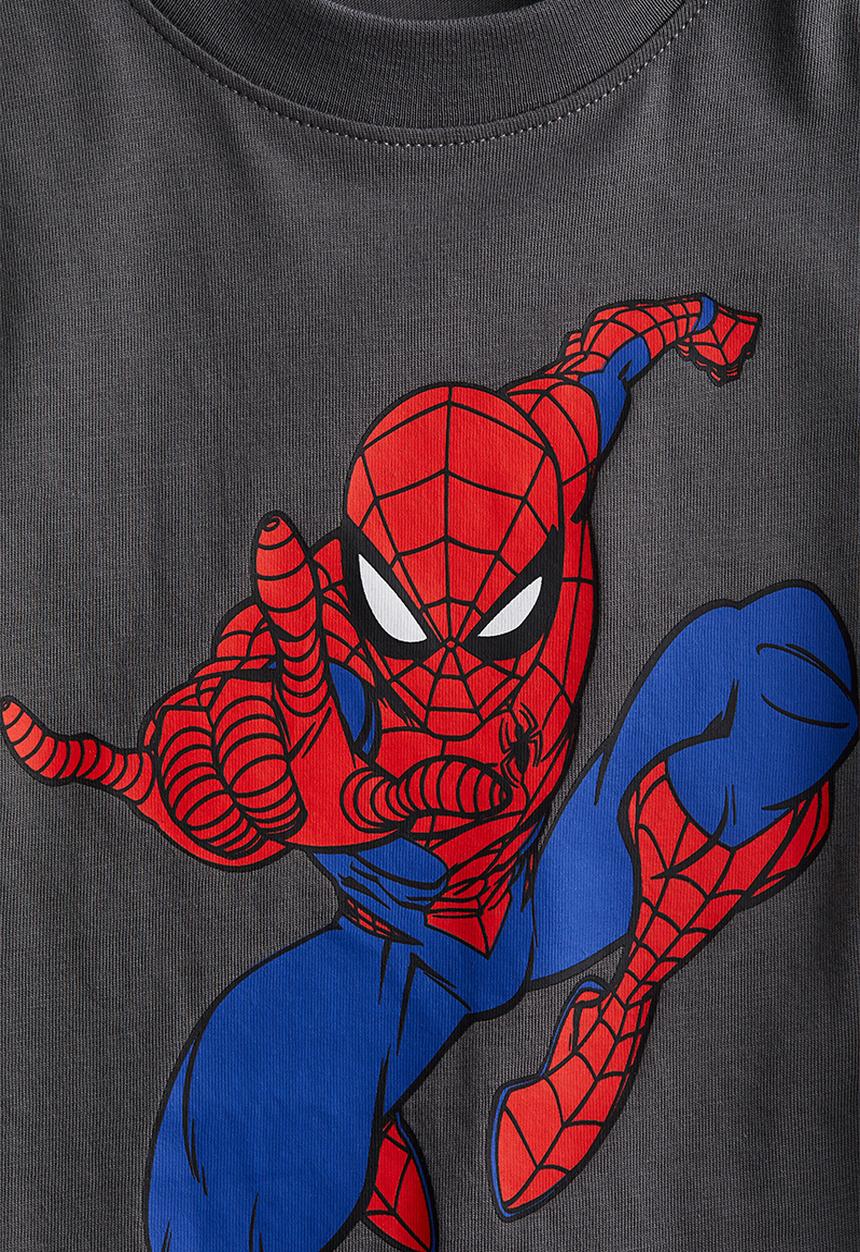 H&M - Printed T-shirt - dark grey/spider-man 