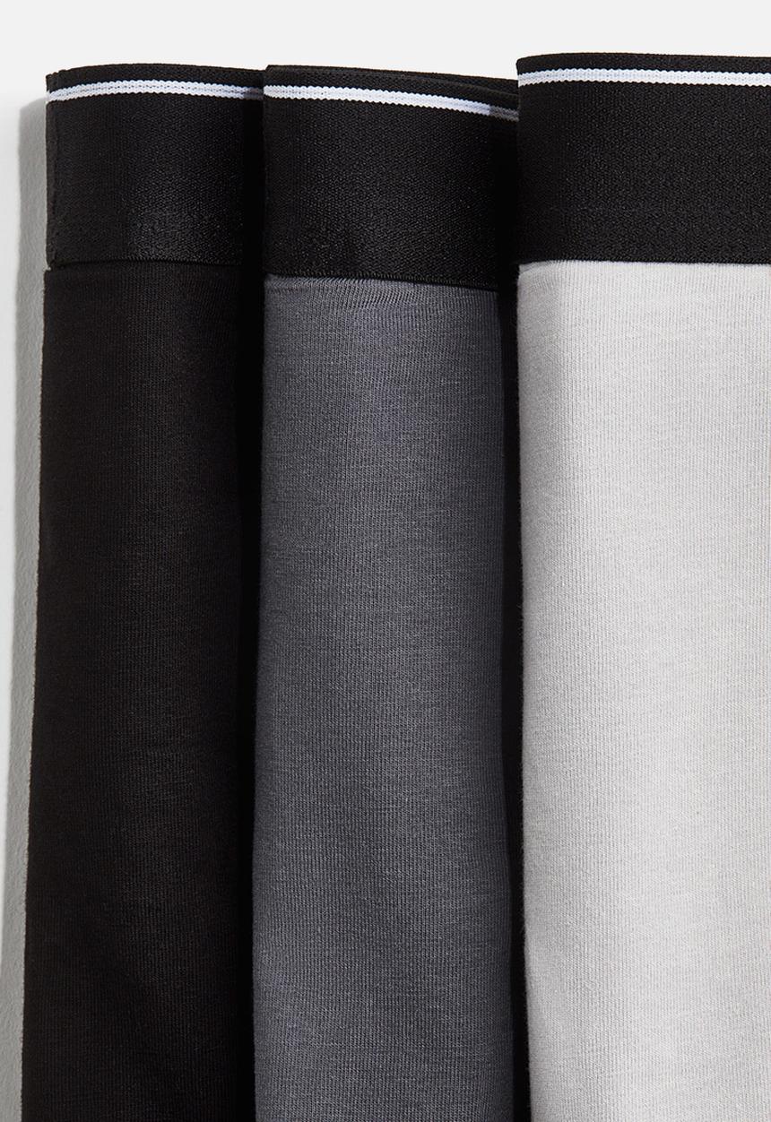 H&M - 3-pack mid trunks with lycra® - grey,black