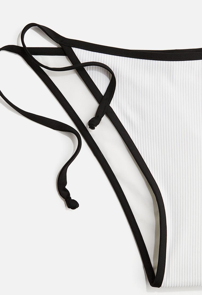 H&M - Tie tanga bikini bottoms - white/black