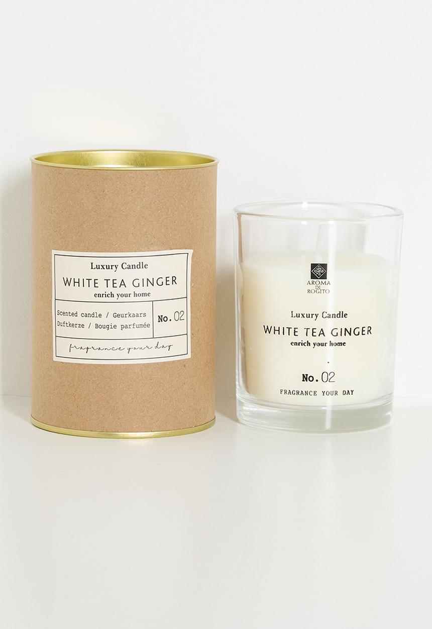 H&S - Glass Scented Candle - White Tea and Ginger