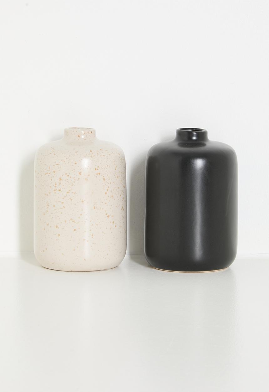 H&S - Stomp bud vase set of 2 - black & white