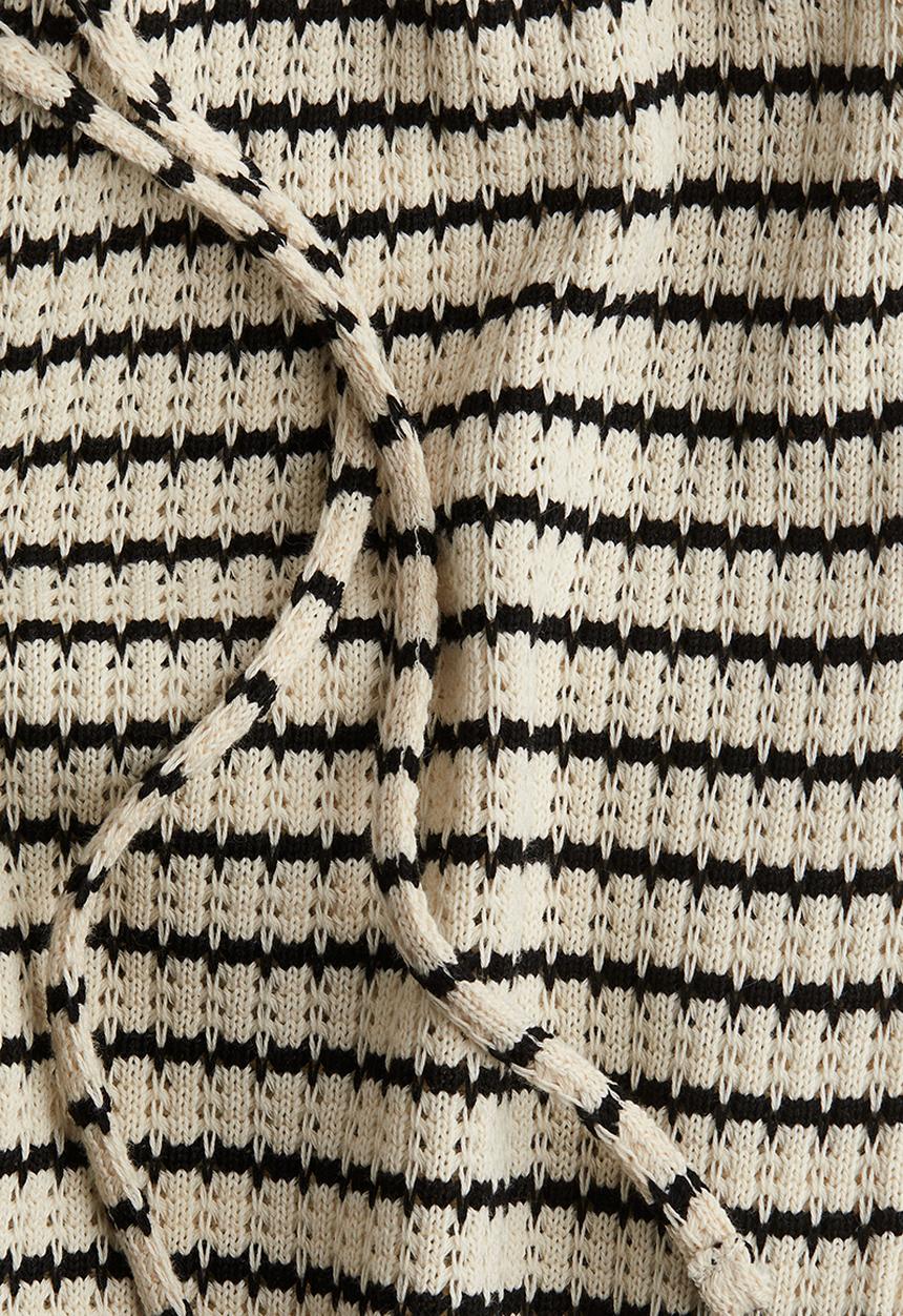 H&M - Textured-knit trousers - cream/striped