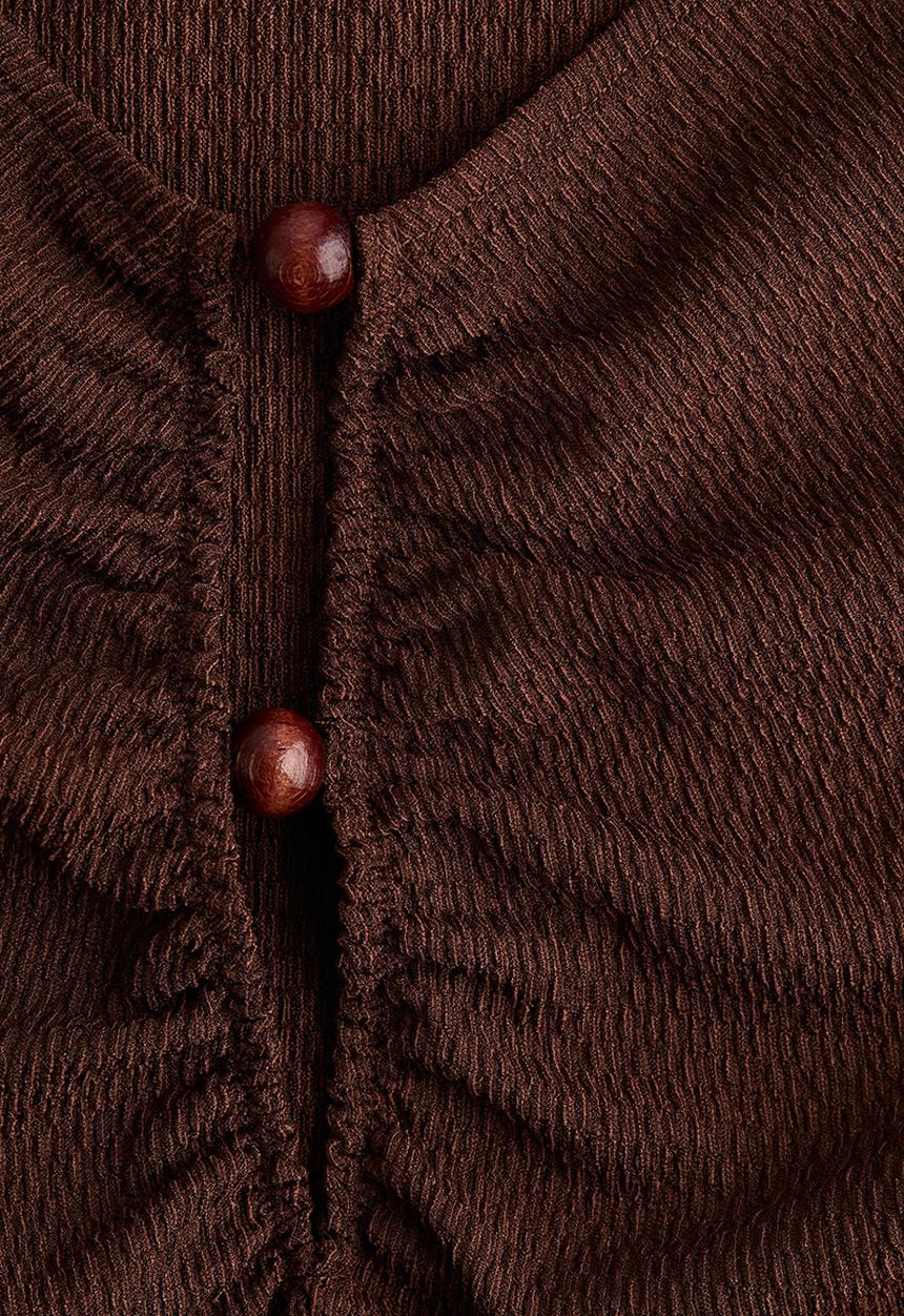H&M - Bead-detail ruched top - dark brown