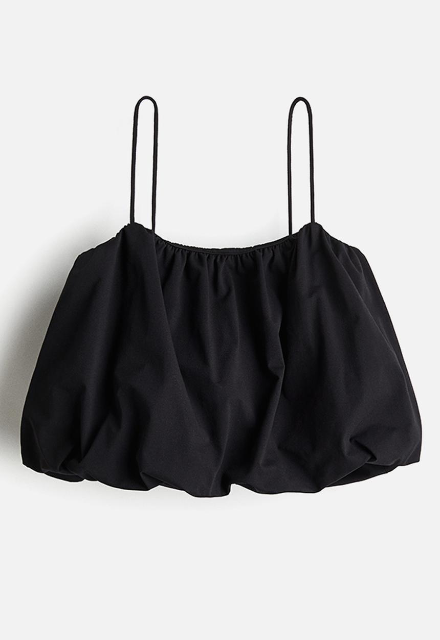 H&M - Bubble-hem strappy top - black