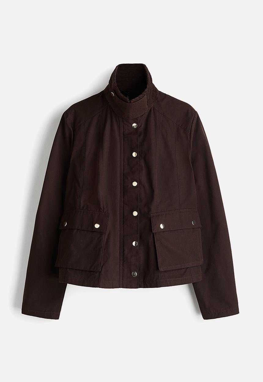 H&M - Corduroy-collar jacket - dark brown 
