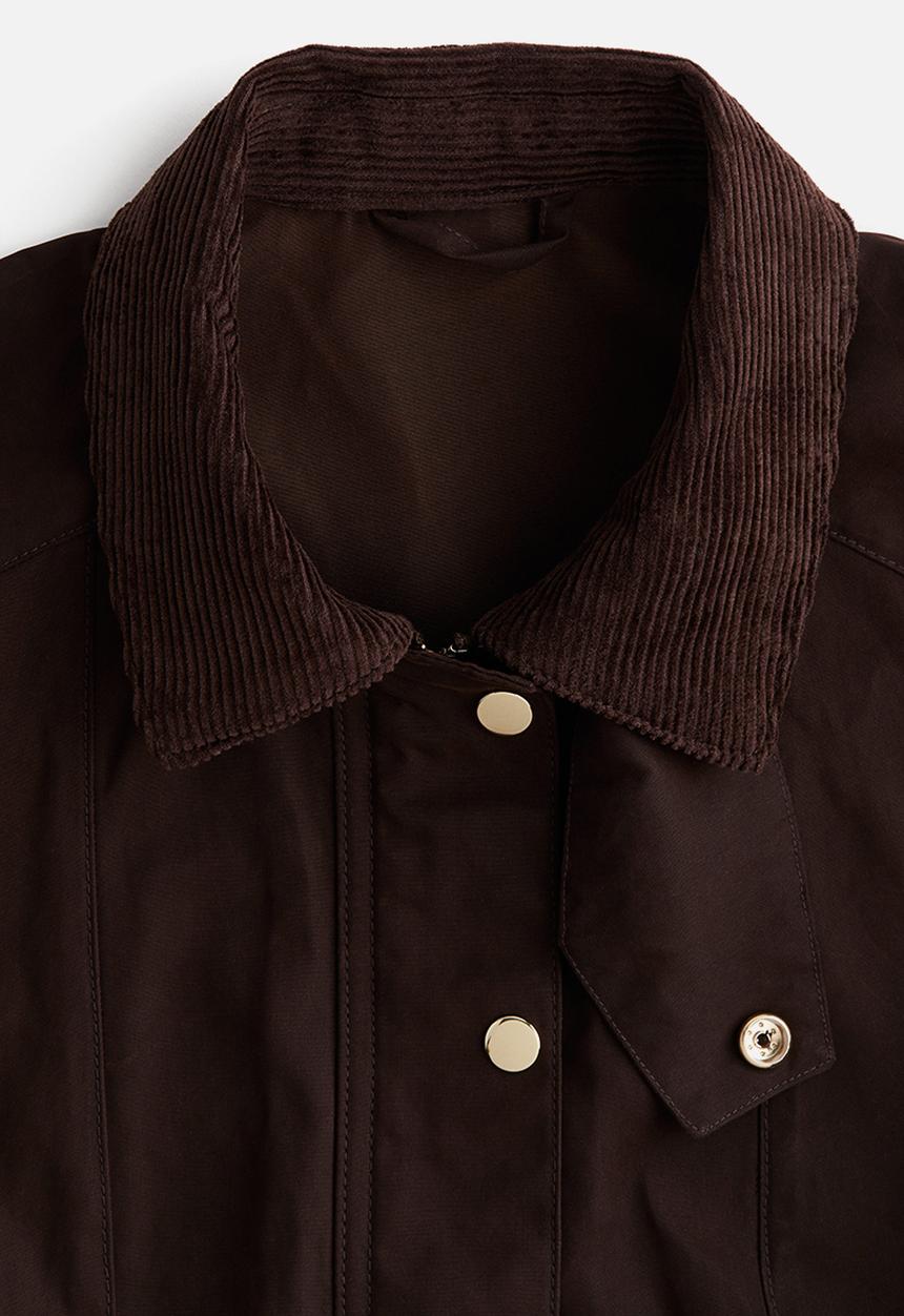 H&M - Corduroy-collar jacket - dark brown 