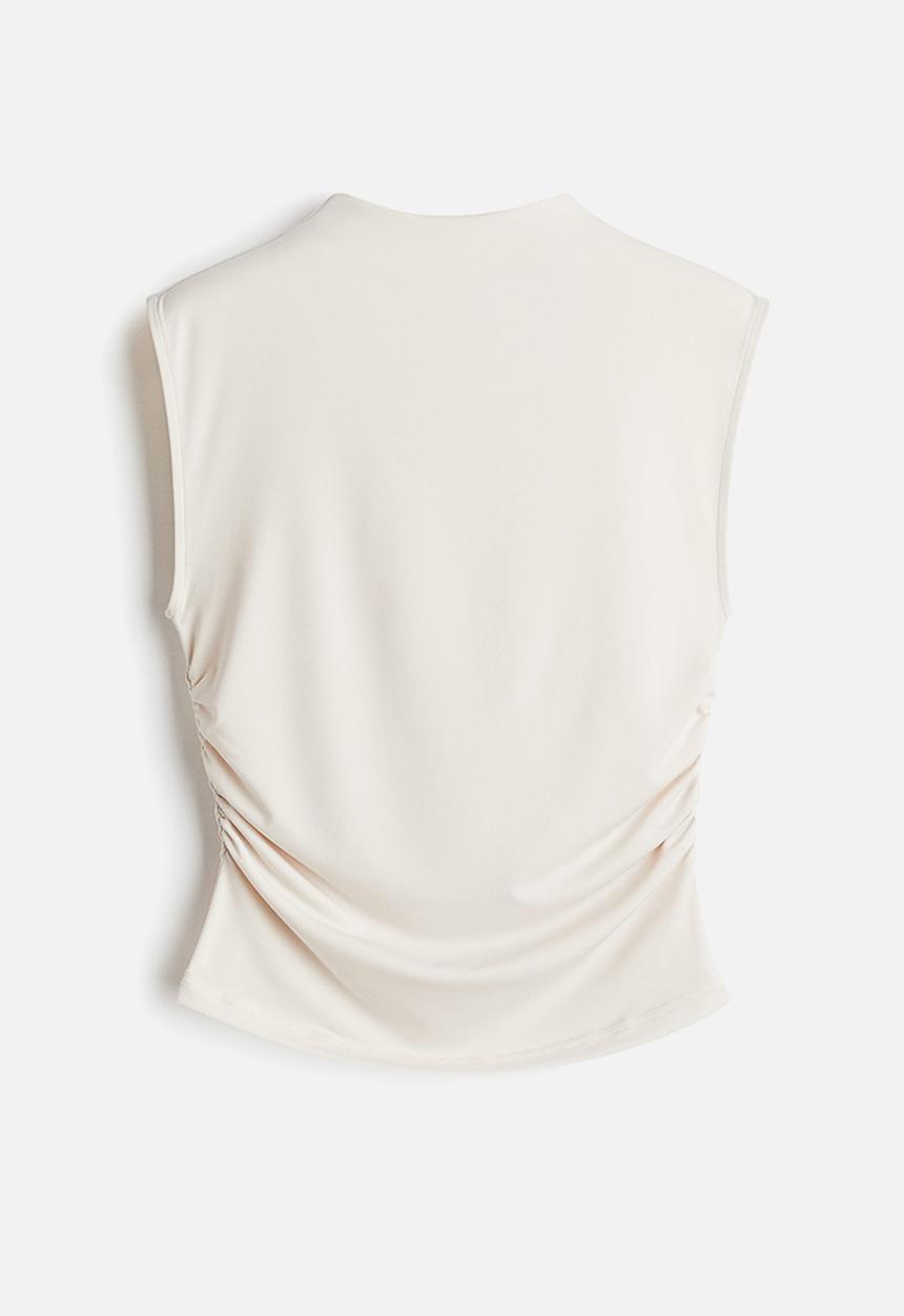 H&M - Draped turtleneck top - light beige 