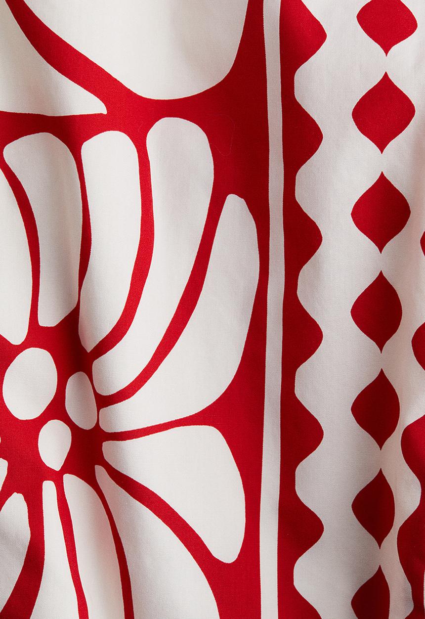 H&M - Cropped poplin top - bright red/patterned